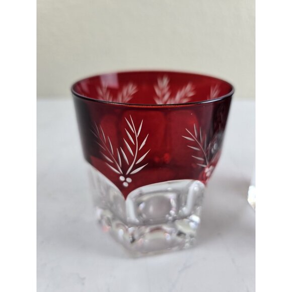 Set Of 2 Lenox Winter Greetings Double Old Fashioned Glass Ruby - Picture 3 of 4
